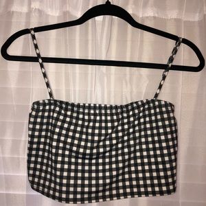 black and white plaid crop top
